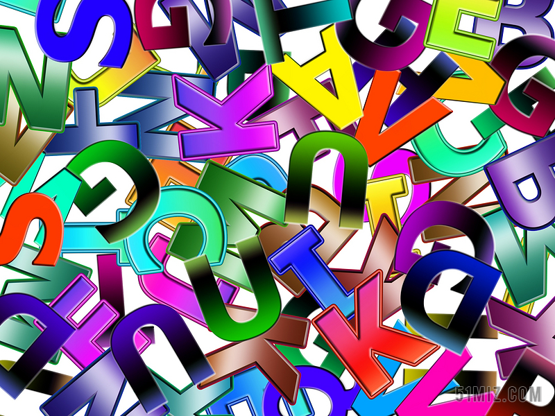 彩色文字繁杂不同颜色的字母英文字母文字背景图片
