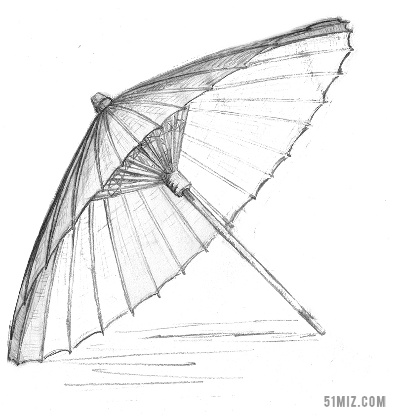 画画素描雨伞油纸伞背景图片