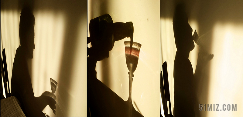 一个人喝酒的影子图片图片
