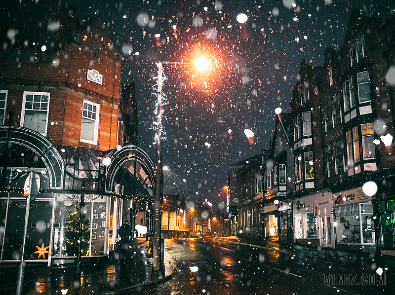 时间 在户外 人路雪 降雪 雪花 下雪 街道 时间 失效 镇 城市的 冬天