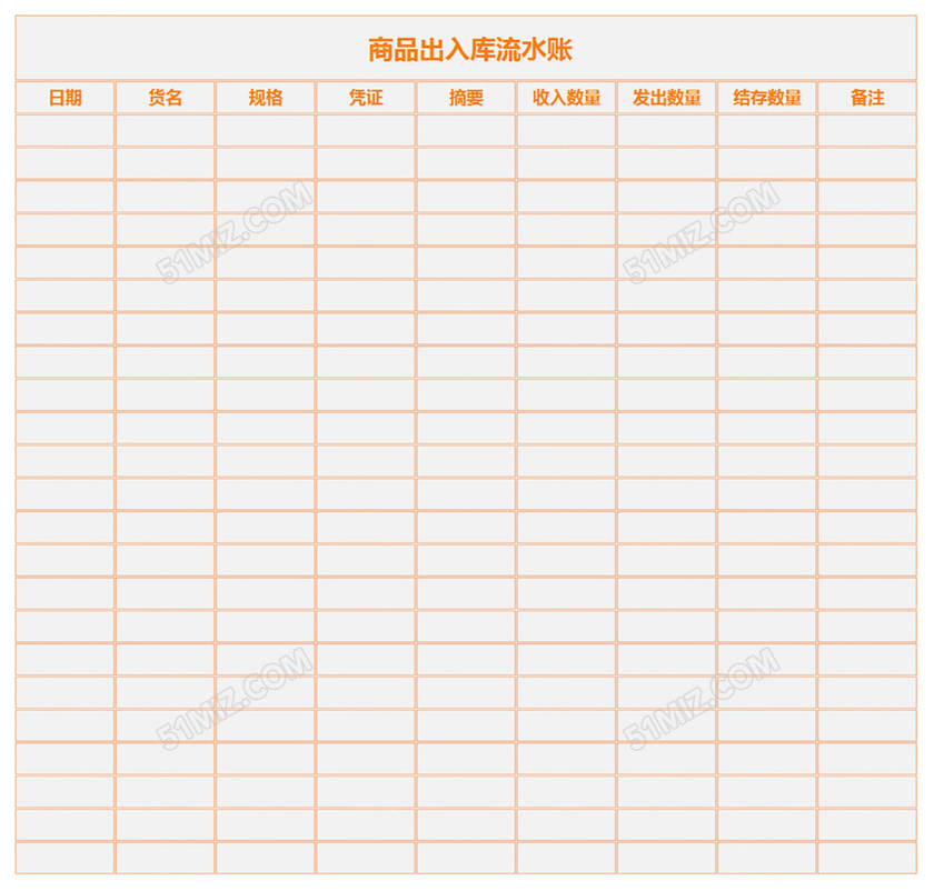 通用版商品出入庫流水賬單-財務報表模板-覓知網