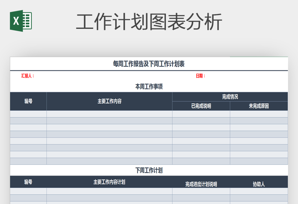 员工每周工作报告工作总结工作计划表格