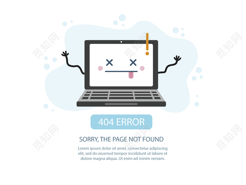 简约扁平网页设计pc端404界面矢量素材免费下载 觅知网
