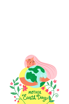 白色卡通手绘自然地球母亲健康日促销海报banner背景素材
