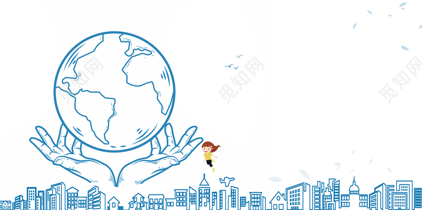 手绘卡通风格4月22日世界地球日城市背景素材免费下载 觅知网