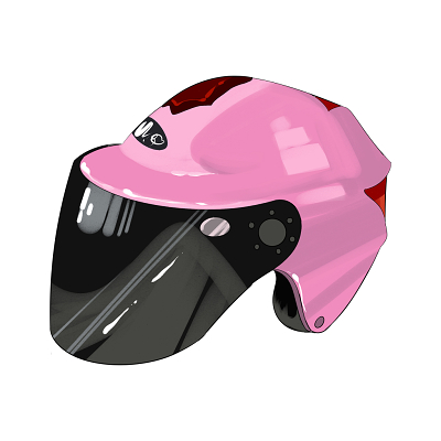 手绘粉色头盔元素电动车头png素材