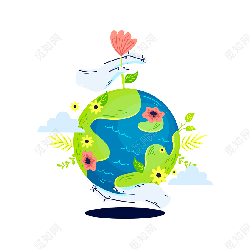 手绘6月5日世界环境日元素地球植物矢量素材免费下载 觅知网