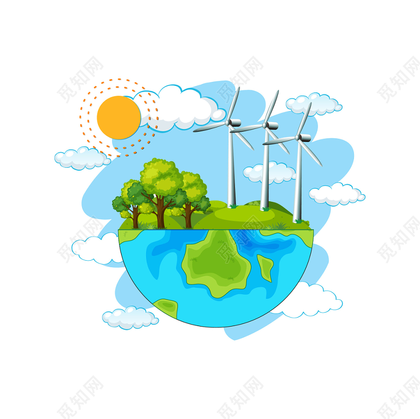 手绘6月5日世界环境日元素绿色能源地球矢量素材免费下载 觅知网
