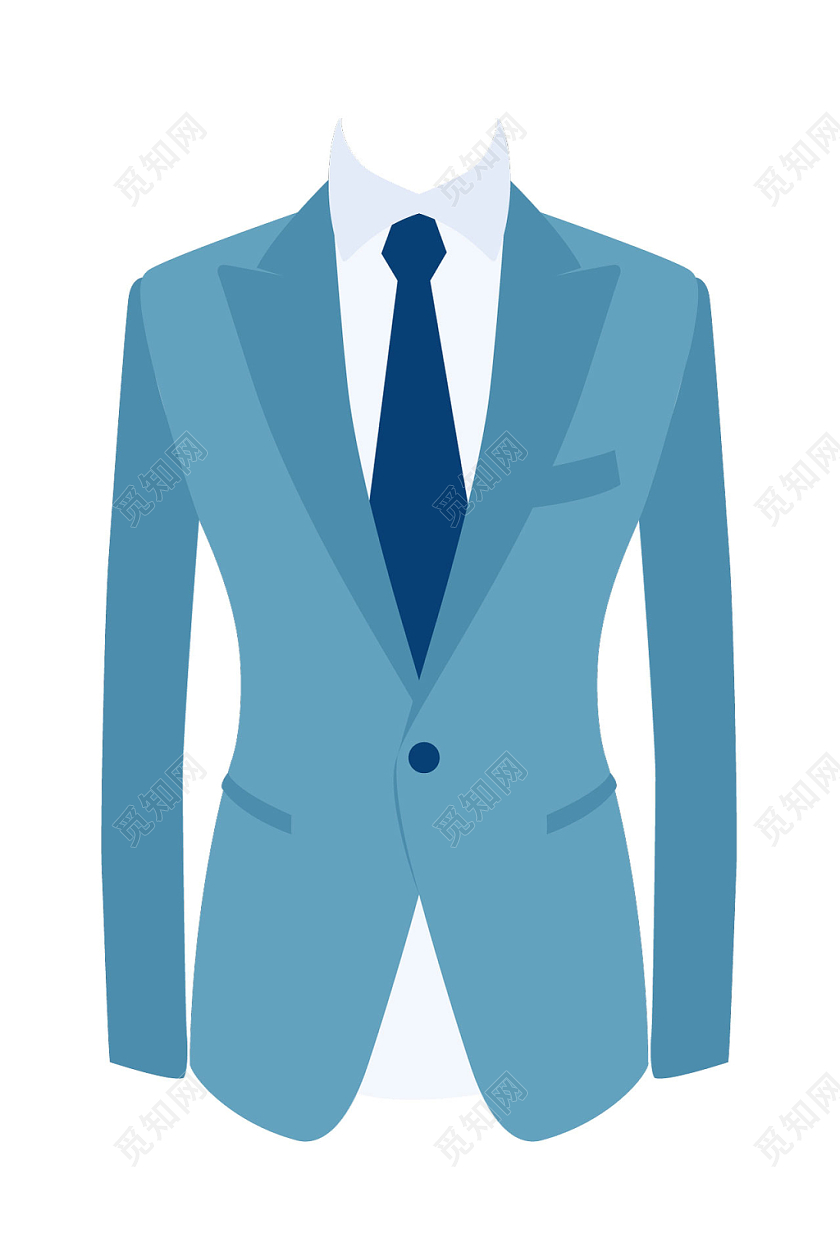 浅蓝色矢量卡通商务西装领带白衬衣素材免费下载 觅知网