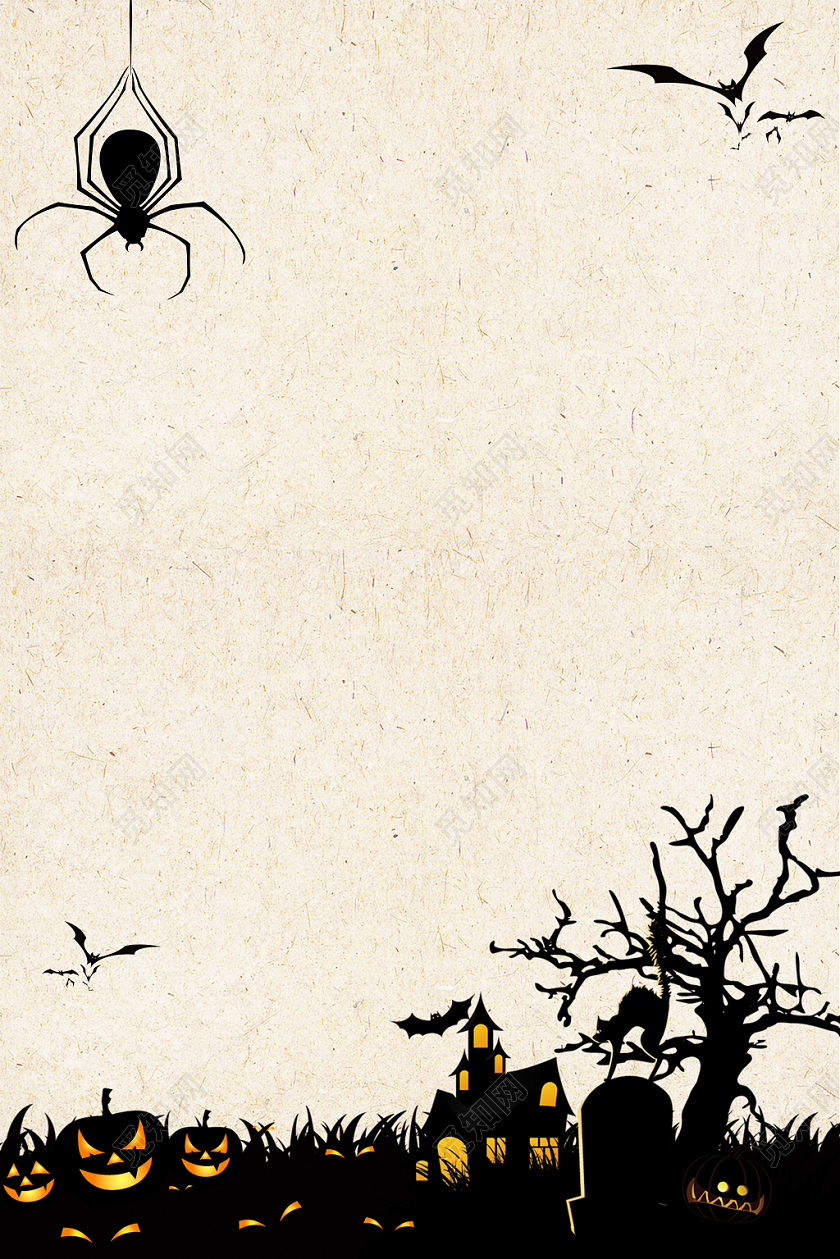 纸张纹理蜘蛛墓地南瓜蝙蝠万圣节1月1日背景图免费下载 觅知网