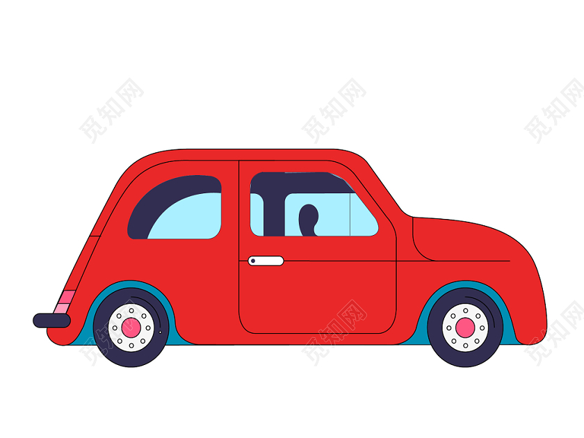 卡通车元素红色小汽车png素材免费下载 觅知网