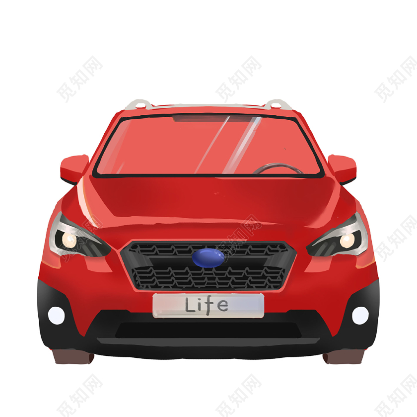 卡通车元素红色轿车png素材免费下载 觅知网