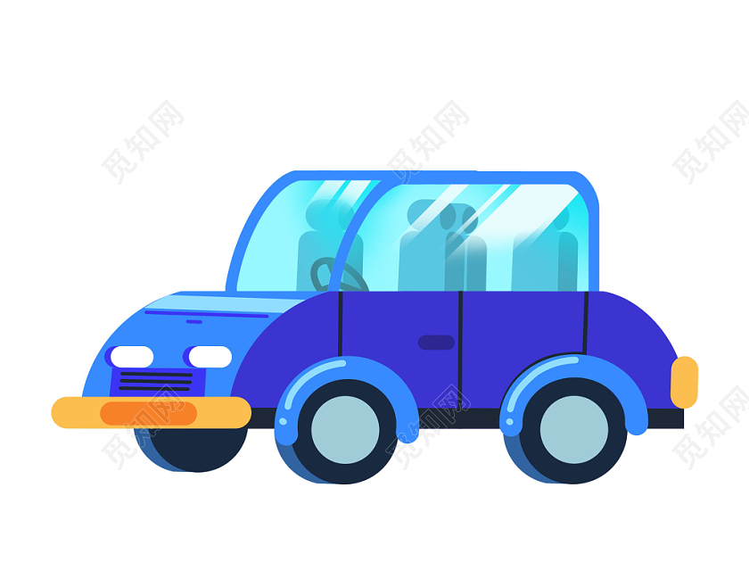 卡通车元素蓝色观光车png素材免费下载 觅知网