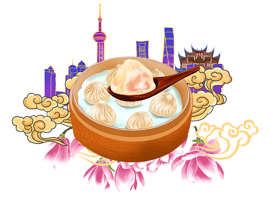 上海小吃插画图片