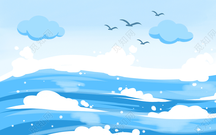 蓝色壁纸卡通的海洋墙纸壁画png背景素材免费下载 觅知网