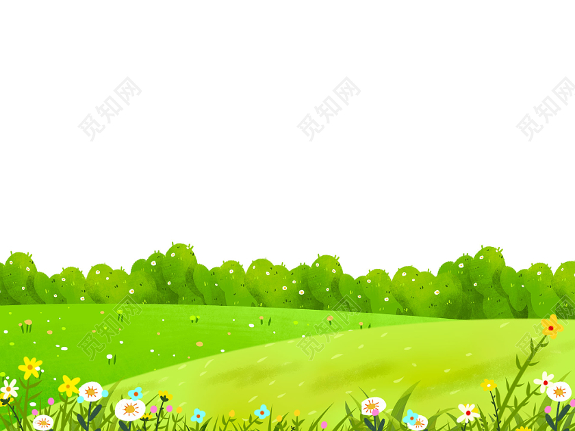 绿色卡通手绘草地草坪草原草丛花草植物元素png素材免费下载 觅知网