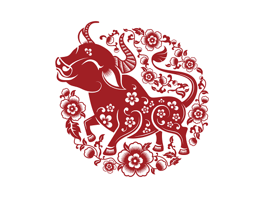 红色喜庆2021年牛年新年春节元旦窗花剪纸png素材