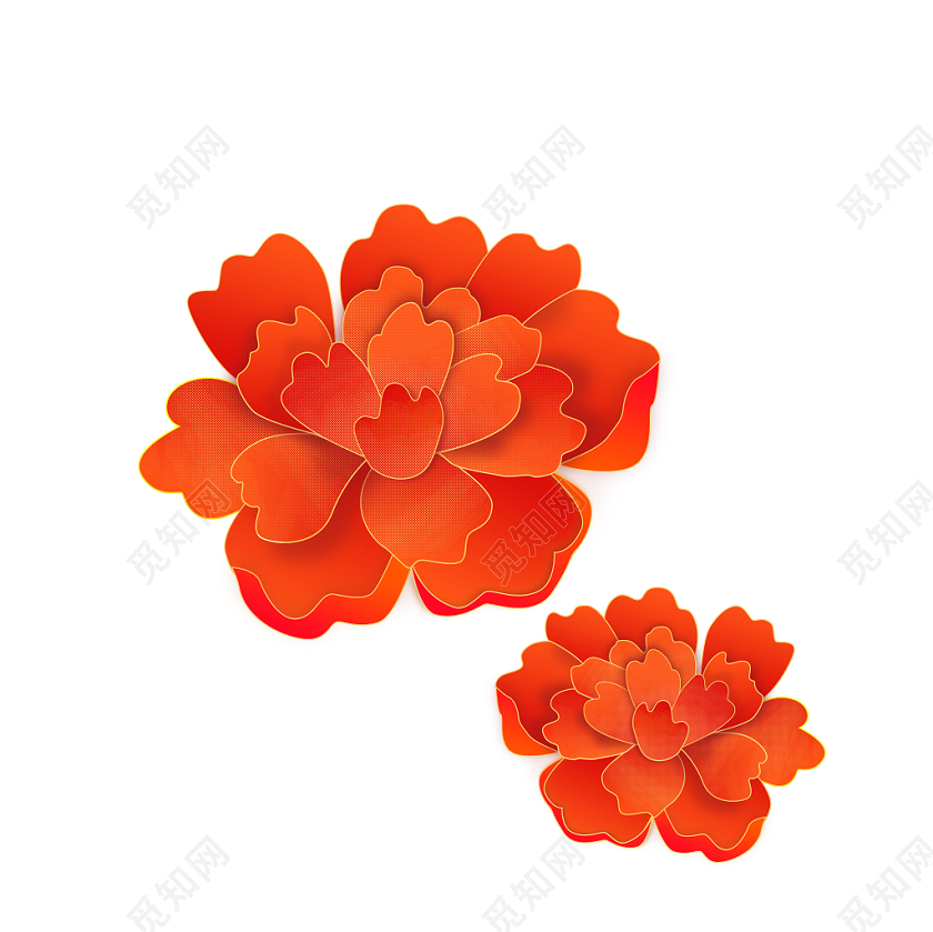 红色牡丹花立体剪纸花朵花瓣新年png元素图片素材免费下载 觅知网