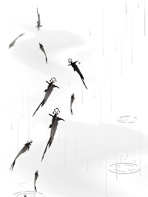 黑色手绘水墨风金鱼下雨雨天雨水节气元素png素材免费下载 觅知网 黑色手绘水墨风金鱼下雨雨天雨水节气元素png素材免费下载 觅知网