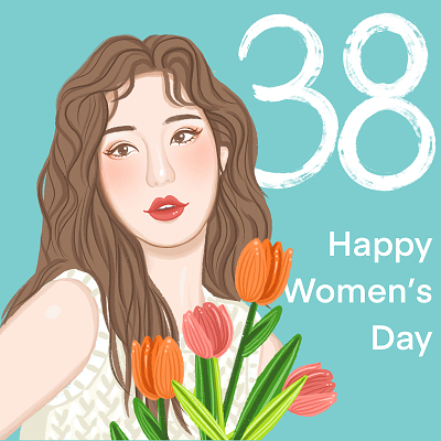 38妇女节海报手绘简单图片