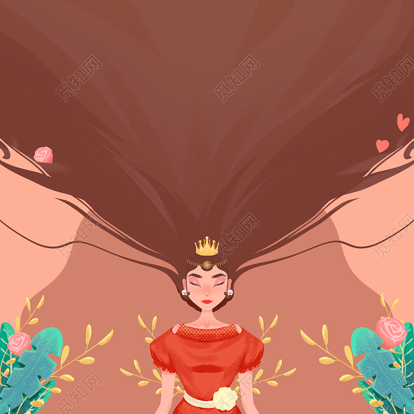 女神节公主王冠卡通插画妇女节妇女女神节psd