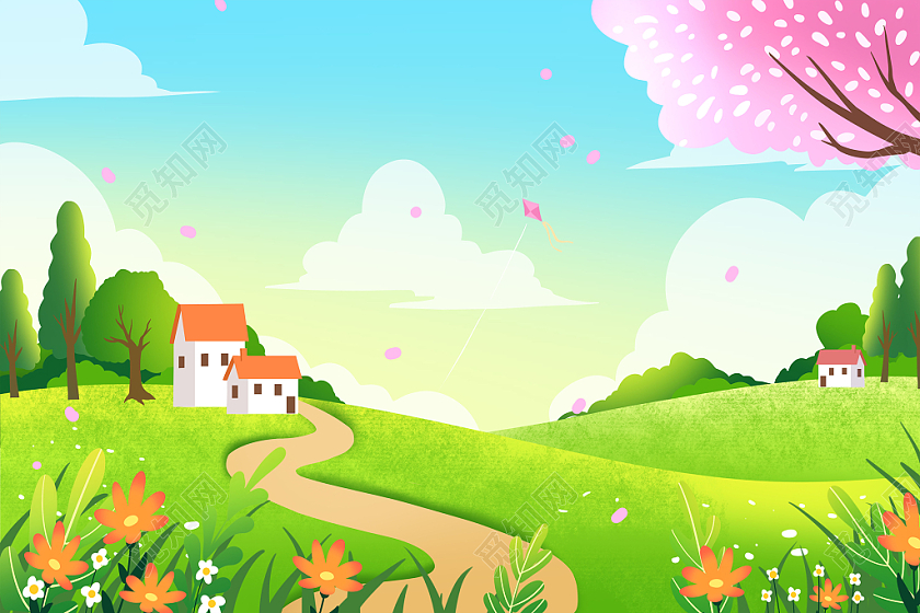 手繪卡通春天春分春天郊外風景原創(chuàng)春天海報背景插畫圖片素材免費下載 - 覓知網(wǎng)