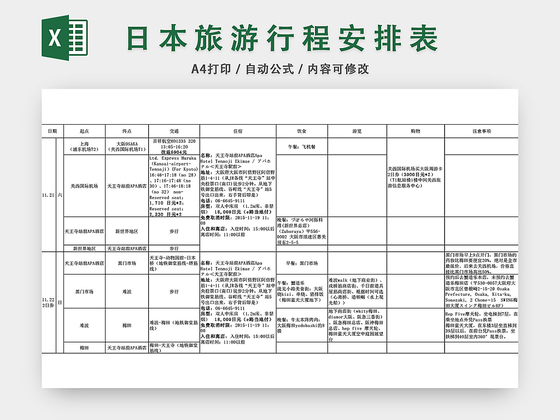 旅游行程表 旅游计划表 旅游价格表下载 觅知网