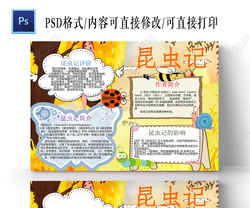 日落时分昆虫宣传手抄报word模板下载 觅知网